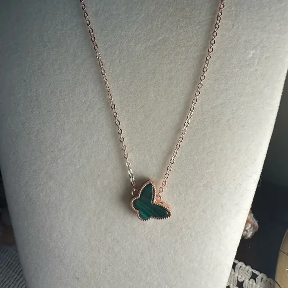 Malachite Butterfly Pendant Necklace - Picture 4 of 8